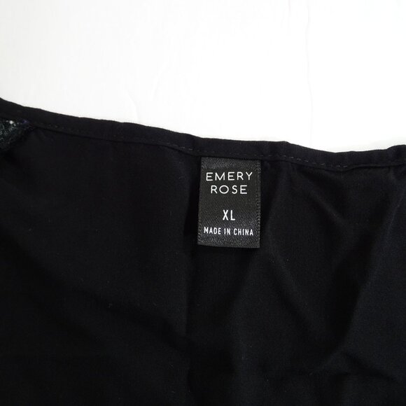 Emery Rose Black Tunic Top Women Size XL Colorful Printed Short Sleeves Boho - Picture 4 of 8